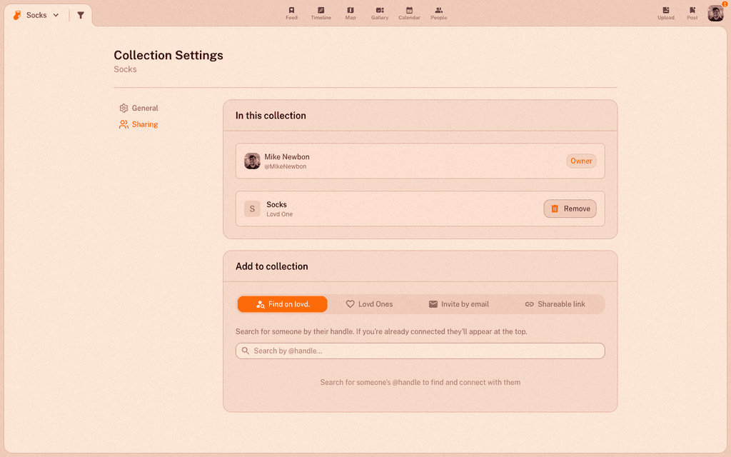 The collection Sharing tab showing members and the add-people options